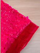 Oval Jumbo Paillette Sequins - Neon Hot Pink - Big Oval Paillette Sequins Design Fabric By Yard