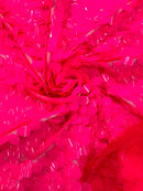 Oval Jumbo Paillette Sequins - Neon Hot Pink - Big Oval Paillette Sequins Design Fabric By Yard