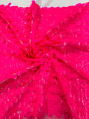 Oval Jumbo Paillette Sequins - Neon Hot Pink - Big Oval Paillette Sequins Design Fabric By Yard