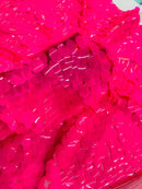 Oval Jumbo Paillette Sequins - Neon Hot Pink - Big Oval Paillette Sequins Design Fabric By Yard