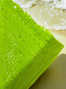 Oval Jumbo Paillette Sequins - Neon Lime Green - Big Oval Paillette Sequins Design Fabric By Yard