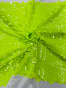 Oval Jumbo Paillette Sequins - Neon Lime Green - Big Oval Paillette Sequins Design Fabric By Yard