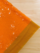 Circle Paillette Sequins - Neon Orange - Large Round Paillette Sequins Design Fabric By Yard