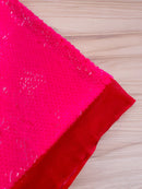 Circle Paillette Sequins - Neon Pink - Large Round Paillette Sequins Design Fabric By Yard