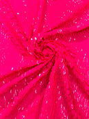 Circle Paillette Sequins - Neon Pink - Large Round Paillette Sequins Design Fabric By Yard