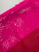 Circle Paillette Sequins - Neon Pink - Large Round Paillette Sequins Design Fabric By Yard