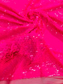 Circle Paillette Sequins - Neon Pink - Large Round Paillette Sequins Design Fabric By Yard