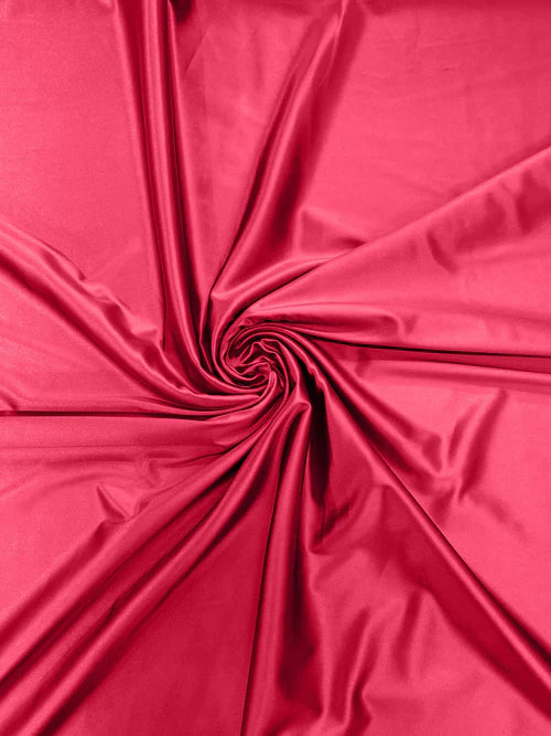 60" Shiny Heavy Satin Fabric - Neon Pink  - Stretch Satin Shiny Heavy Fabric Sold By Yard