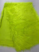 60" Solid Shaggy Faux Fur - Neon Yellow - Long Pile Luxury Shaggy Soft Faux Fur Fabric By Yard