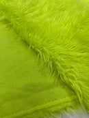 60" Solid Shaggy Faux Fur - Neon Yellow - Long Pile Luxury Shaggy Soft Faux Fur Fabric By Yard