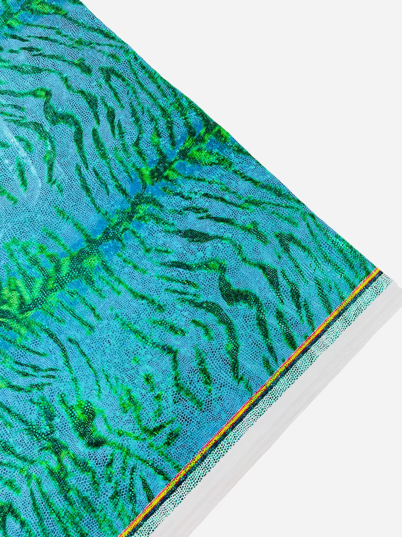 Tiger Print Spandex Fabric - Ocean Green - Mystique 4 Way Stretch Animal Print Fabric 58/60" By Yard