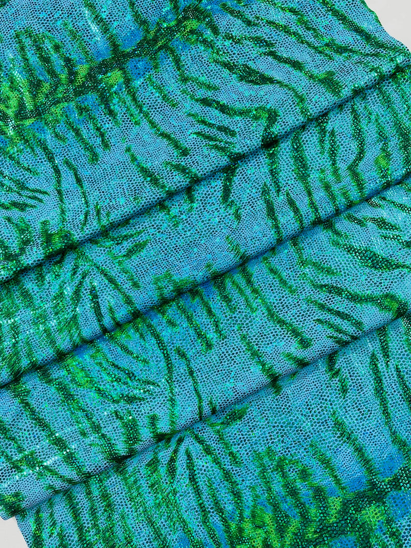 Tiger Print Spandex Fabric - Ocean Green - Mystique 4 Way Stretch Animal Print Fabric 58/60" By Yard