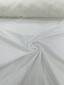 Sparkle Tulle Glitter Fabric - Off-White - Tulle Fabric with Sparkle Glitter Sold By Yard