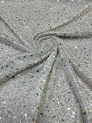 Pearl Sequins Heavy Fabric - Off-White - Heavy Duty Handmade Embroidery Lace Sequins By Yard