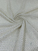 Glitter Tulle Bead Fabrics - Off-White - 60" Wide Shiny Glitter Mesh Fabric Sold By The Yard