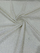 Glitter Tulle Bead Fabrics - Off-White - 60" Wide Shiny Glitter Mesh Fabric Sold By The Yard