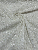 Beaded Mini Flower Pearl Fabric - Off-White - Embroidered Pearls Bead Fabric By Yard