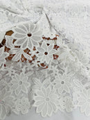 Guipure Lace Fabric - Off-White - Floral Lace Fabric Sold by The Yard