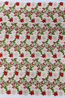 Multi-Color Guipure Lace Fabric - Olive Green/White/Red  - Floral Lace Fabric by The Yard
