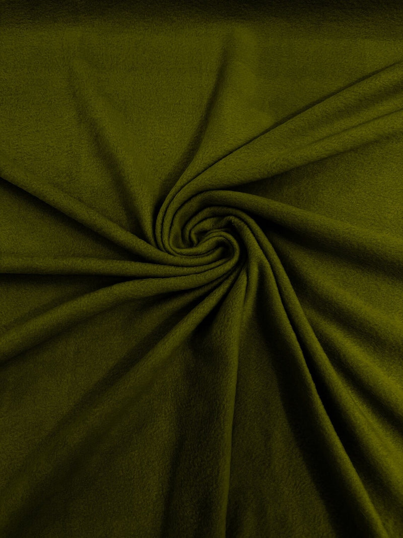 Solid Polar Fleece Fabric - Olive Green - Anti-Pill Soft Polar Fleece 58" Sold by Yard