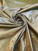 Shiny Latex Stretch Vinyl - Olive Green - 4 Way Stretch Milliskin Vinyl Spandex Latex Fabric by Yard