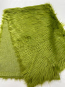 60" Solid Shaggy Faux Fur - Olive Green - Long Pile Luxury Shaggy Soft Faux Fur Fabric By Yard