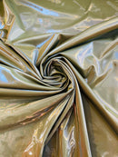 Shiny Latex Stretch Vinyl - Olive Green - 4 Way Stretch Milliskin Vinyl Spandex Latex Fabric by Yard