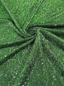 Sparkle Glitter Beaded Fabric - Olive Green - Shimmer Stretch Glitter Fabric with Beads and Sequins Sold By Yard