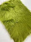 60" Solid Shaggy Faux Fur - Olive Green - Long Pile Luxury Shaggy Soft Faux Fur Fabric By Yard