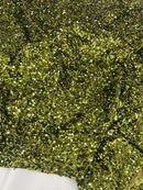 58/60" Velvet Sequins Stretch Fabric - Olive Green - Velvet Sequins 2 Way Stretch Sold By Yard