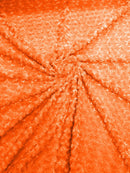 Minky Rose Swirl Fabric - Orange - 58" Blossom Ball Rosebud Plush Fur Soft Fabric By Yard
