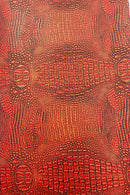 Faux Alligator Print Vinyl Fabric - Orange / Gold -  Faux Animal Print Sold by The Yard