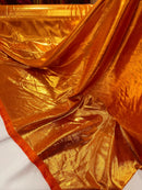 60" Metallic Foil Fabric - Orange / Gold - 4 Way Stretch Spandex Foggy Foil Shiny Metallic Fabric by Yard