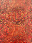 Faux Alligator Print Vinyl Fabric - Orange / Gold -  Faux Animal Print Sold by The Yard