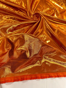 60" Metallic Foil Fabric - Orange / Gold - 4 Way Stretch Spandex Foggy Foil Shiny Metallic Fabric by Yard