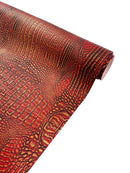 Faux Alligator Print Vinyl Fabric - Orange / Gold -  Faux Animal Print Sold by The Yard