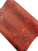 Faux Alligator Print Vinyl Fabric - Orange / Gold -  Faux Animal Print Sold by The Yard