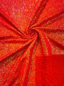 Milliskin Mini Glitz Sequins - Iridescent Orange - 4 Way Stretch Milliskin Stretch Spandex Fabric Sold By Yard