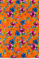 Hawaiian Floral Print Fabric - Orange - 45" Hibiscus Tropical Flower Cotton Fabric by Yard