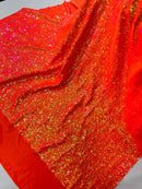 Milliskin Mini Glitz Sequins - Iridescent Orange - 4 Way Stretch Milliskin Stretch Spandex Fabric Sold By Yard