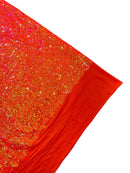 Milliskin Mini Glitz Sequins - Iridescent Orange - 4 Way Stretch Milliskin Stretch Spandex Fabric Sold By Yard