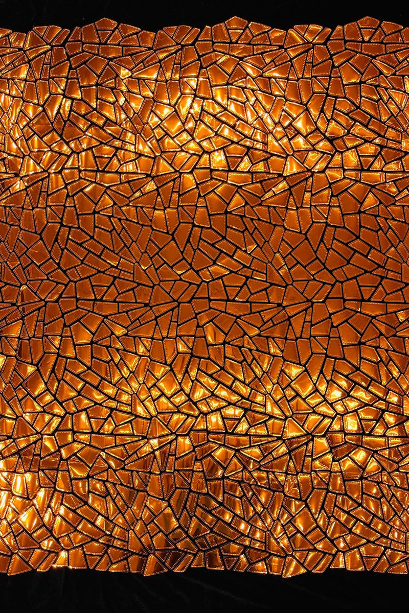 Mirror Sequins Velvet - Orange - Shiny Mirror Cut Sequins on Velvet By Yard