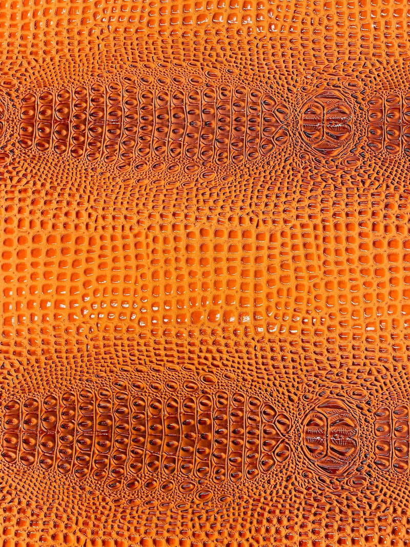 Faux Gator Print Vinyl Fabric - Orange - High Quality Faux Animal Skin Vinyl Sold by Yard