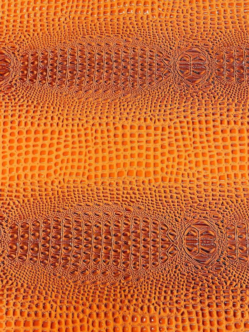 Faux Gator Print Vinyl Fabric - Orange - High Quality Faux Animal Skin Vinyl Sold by Yard