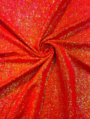 Milliskin Mini Glitz Sequins - Iridescent Orange - 4 Way Stretch Milliskin Stretch Spandex Fabric Sold By Yard