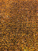 58/60" Velvet Sequins Stretch Fabric - Orange Iridescent on Black - Velvet Sequins 2 Way Stretch Sold By Yard