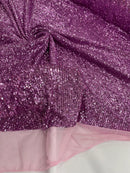 Mille Stripe Spandex Sequins - Orchid - 4 Way Stretch Lace Spandex Mesh Sold By Yard