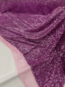 Mille Stripe Spandex Sequins - Orchid - 4 Way Stretch Lace Spandex Mesh Sold By Yard