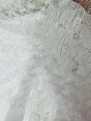 Off White Beaded Fabric 3D Floral Butterfly Fabric by the Yard, Luxury Butterfly