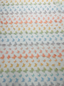3D Butterfly Design - Pastel Multi-Color - Embroidered 3D Butterfly Design On Lace Mesh Fabric By Yard